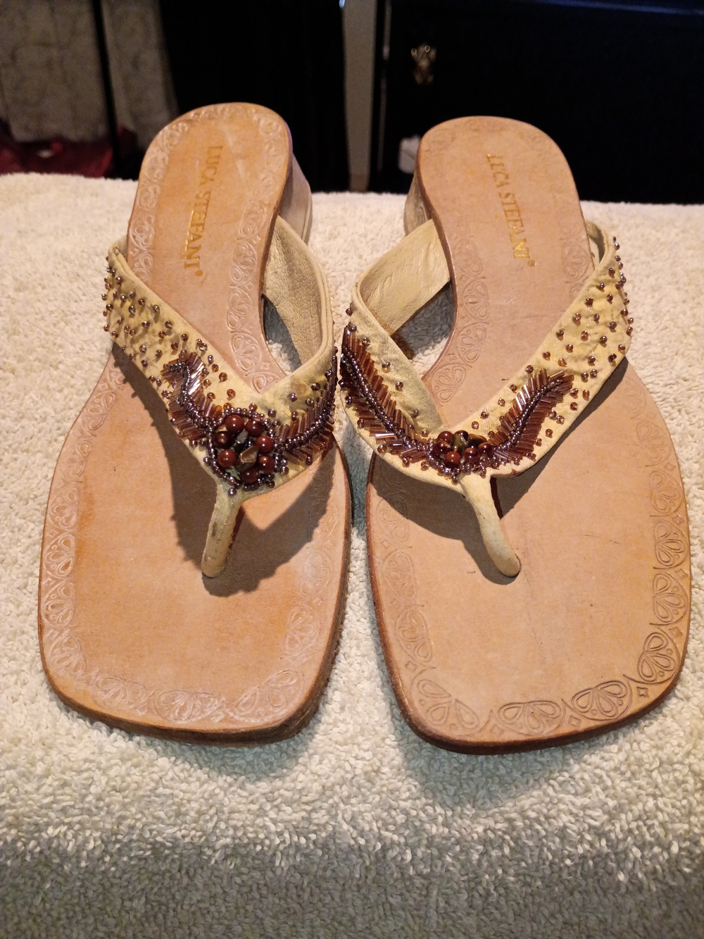 Luca Stefani Beaded Sandals Slides 8. GUC.  OBO.